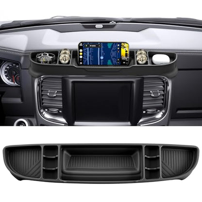 Dashboard Storage Organizer Compatible with Dodge RAM 1500/2500/3500 2013-2018 Only 5" and 8.4" Screen Dash Storage Tray Replacement for Ram 1500 Accessories (Not for 12"/14.4") - size: 2013-2018