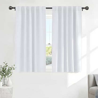 PONY DANCE White Window Curtains - Window Dressing Soft Fabric Back Tab/Rod Pocket Kids Drapes Privacy Protect for Bedroom & Bathroom, 42 W x 54 inch L, Pure White, 2 PCs - color: Pure White, size: 42"W x 54"L (Pack of 2)