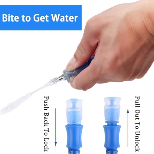 HEIKLN Hydration Bladder 1.5L-2L-2.5L-3L,Leak Proof Water Reservoir, BPA Free Military Water Storage Bladder Bag Hydration Pack Replacement Easy Clean for Bicycling Hiking Camping Hunting Running - color: 2L Blue