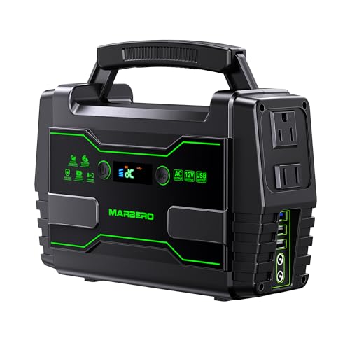 MARBERO Portable Power Station 155Wh Camping Solar Generator 100W with AC DC and USB Outputs LED Fast Charge for Outdoor Adventure Hiking RV Home Blackout Backup CPAP Emergency (Solar Panel Optional) - color: Celery Green