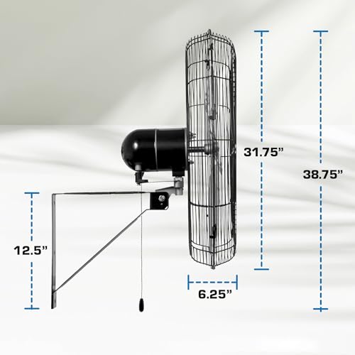 Hurricane 30" Pro Commercial Grade Oscillating Wall Mount Fan, Black - Heavy-Duty All-Metal Corded Electric Air Cooling Unit for Home, Garage, Greenhouse, or Workshop - style: 30" Pro Commercial Grade