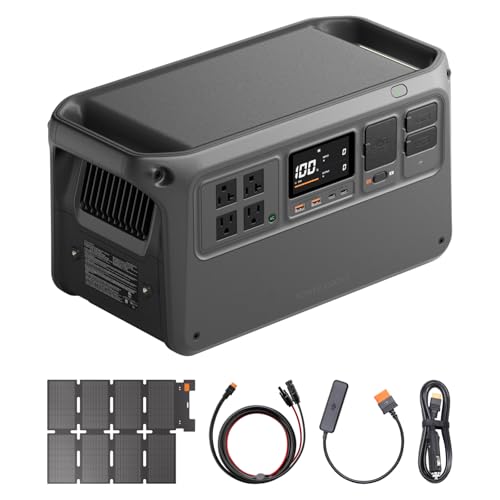 DJI Power 1000 V2 Portable Power Station, Solar Generator with IBCPOWER 100W Foldable Solar Panel, 1024Wh LFP Battery, 2600W Output, Car Power Outlet to SDC Power Cable (12V/24V), Camping, Outdoors