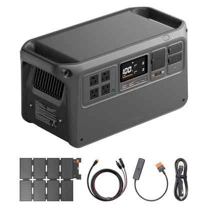 DJI Power 1000 V2 Portable Power Station, Solar Generator with IBCPOWER 100W Foldable Solar Panel, 1024Wh LFP Battery, 2600W Output, Car Power Outlet to SDC Power Cable (12V/24V), Camping, Outdoors