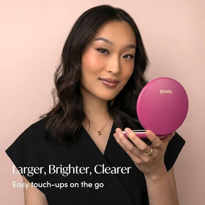Fancii Taylor Compact Travel Mirror with Light, Rechargeable, 10x /1x Magnifying, 3 LED Light Settings - Best for Makeup, On The Go Touch-Ups, (Magnolia Burst) - color: Magnolia Burst