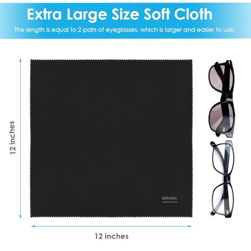6PCS Large Eyeglass Cleaning Cloths, 12 x12 in Screen Cleaner | Large Size, Individually Wrapped, Easier to Grip and Use, Premium Microfiber Cleaning Cloth for Glasses, TV, Laptop Screens