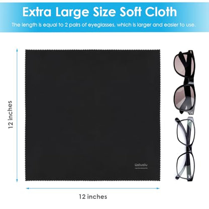 6PCS Large Eyeglass Cleaning Cloths, 12 x12 in Screen Cleaner | Large Size, Individually Wrapped, Easier to Grip and Use, Premium Microfiber Cleaning Cloth for Glasses, TV, Laptop Screens