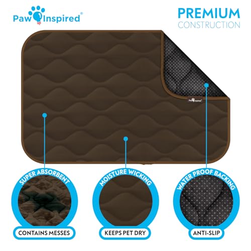 Paw Inspired Washable Padded Crate Mats for Dogs | 29” x 18” Pad, Fits 30-inch Kennels | Leakproof, Waterproof Bottom, Plush Pet Beds (Dark Brown) - color: Dark Brown, size: 30 Inch