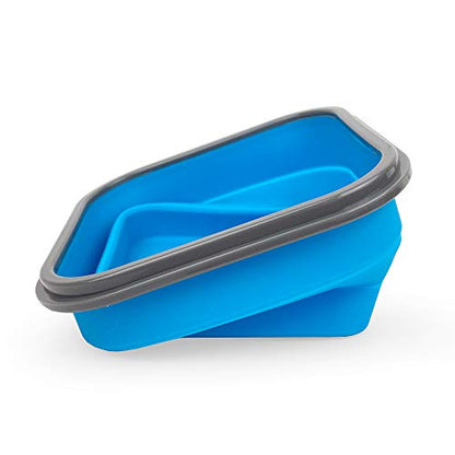 CARTINTS Large 1200ml Collapsible Bowls with Lids Silicone Camping Bowls, with Airtight Lids, Microwave and Freezer Safe, Set of 3 - color: blue+grey+green