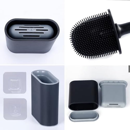 rv Essentials, RV Toilet Brush, Toilet Brush Silicone Won't Damage Toilets, Wall Mounted Toilet Brush-Anti-Roll, Anti-Drip Design, Suitable for RV Travel Trailers and Campers, Made by RVers for RVers - color: Black