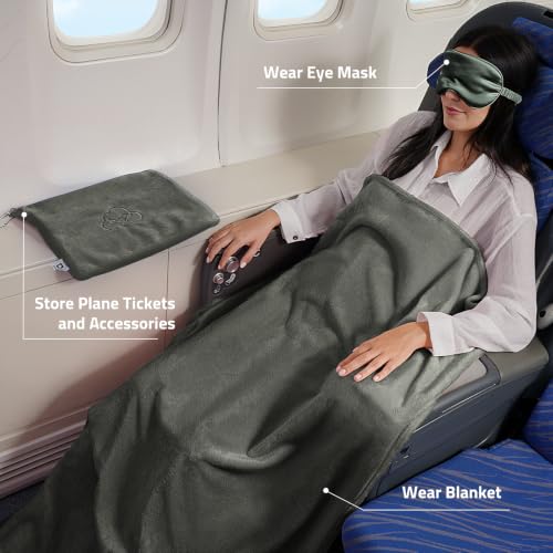 Travel Blanket, Airplane Blanket, Ultra-Soft, Warm & Lightweight, 65x40 in, Outdoor Blanket Essentials for Women, Men & Kids, Included Eye Mask, Luggage Sleeve & Backpack Clip Dark Grey - color: Dusty Gray