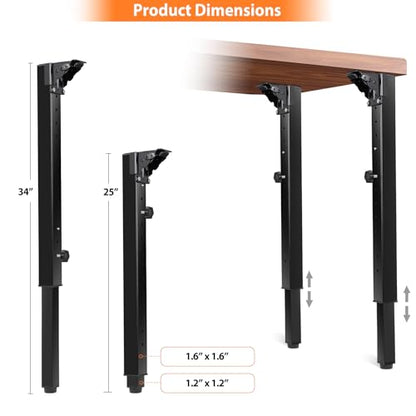 Folding Square Table Legs 2 PCS for Outdoor Camper, RV | Adjustable Height 25”- 34” DIY Desk Legs, Foldable Furniture Legs for Coffee Dinner Table, Tabletops, Kitchen - size: Adjustable Height - 25”- 34”