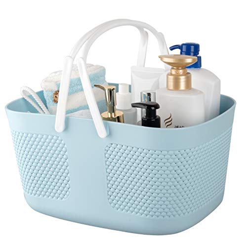 Shower Caddy Basket, Portable Large Capacity Thickened Plastic Organizer Storage Tote with Handles Drainage Toiletry Bag Bin for Bathroom, College Dorm Room Essentials, Kitchen, Camp, Gym, Blue - color: Blue