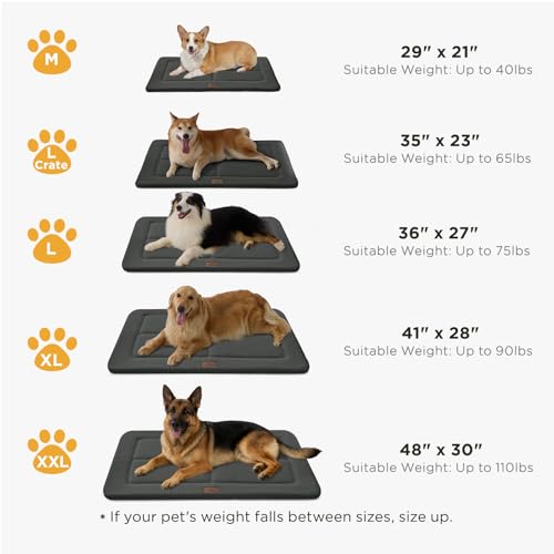 Joydeco Low Profile Dog Crate Mat Reversible Bed Pad, Washable Dog Pad Mat with Ultra Soft Fleece, Compact Design Kennel Beds Mats for Medium Small Pets, 29" x 21" Dark Gray