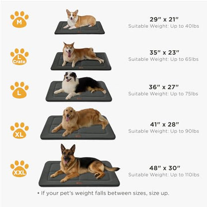 Joydeco Low Profile Dog Crate Mat Reversible Bed Pad, Washable Dog Pad Mat with Ultra Soft Fleece, Compact Design Kennel Beds Mats for Medium Small Pets, 29" x 21" Dark Gray