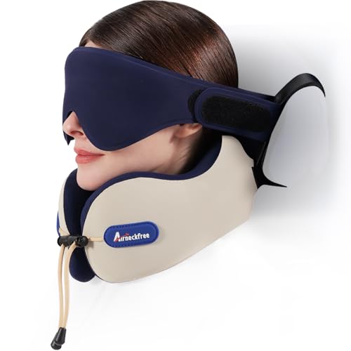 Neck Pillow for Traveling, Travel Pillow for Airplanes with Ergonomic 360° Head Neck Support, Combo with 3D Eye Mask, No Head Bobbing Travel Essentials for Plane,Car,Train,Home-Beige - color: Beige