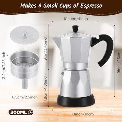 Coffee Pot 6 Cup Electric Espresso Coffee Maker Italian Moka Maker 300ml Portable Aluminum Espresso Machine Cafetera Moka Pot with Detachable Base, Gift for Home Travel (Silver) - color: Silver