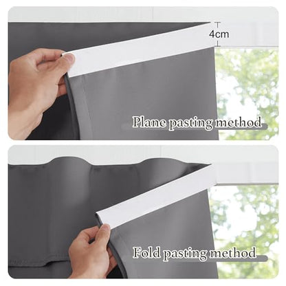 NICETOWN No Drill Thermal Insulated Curtain Grey 42" W x 63" L, Self-Adhesive Adjustable Privacy Blackout Window Cover for Bedroom, Living Room & Rental Apartment, 1 Panel - color: Grey, size: 42"W x 63"L (Pack of 1)