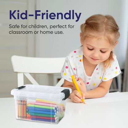 Superio Mini Storage Container Plastic Crayon Box Art Supplies and Sewing Case Stackable Clear Small Organizer for Beads, Stationery, Chalk, and Food, 1.4 Quart, 2 Pack - size: 1.4 Quarts, style: 2 Pack