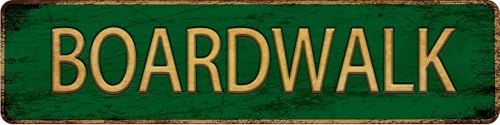 Vintage Metal Tin Sign BOARDWALK 4''x16'' inch, Street Sign for Home, Restaurant, Bar, Cafe, Garage - Retro Wall Decor Plaque - color: sign9