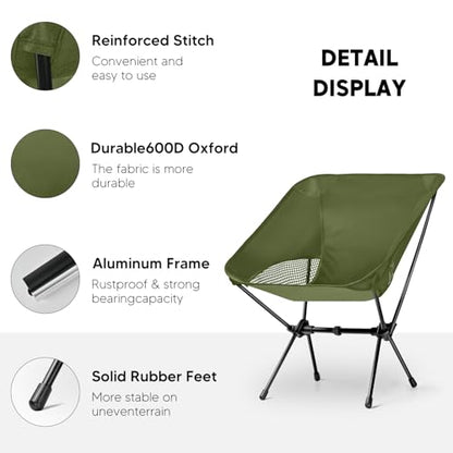 Lightweight Portable Camping Chair - Folding Backpacking Hiking Chair with Carry Bag for Outdoor Travel, Beach, Picnic, Festival (Green) - color: Green