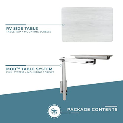 Manufacturers' Select ITC RV Side Table with MOD Table Leg System (Light Grey Shiplap Table Top w/Silver Table Leg) - color: Light Grey Shiplap Table Top W/ Silver Table Leg