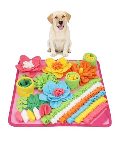 KeeKit Snuffle Mat for Dogs & Cats, Slow Feeding Mat for Small & Medium Breeds, Encourages Natural Foraging Skills, Durable Foraging Pad for Mental Stimulation - Pink, Large - color: Pink, size: 20*20 Inch