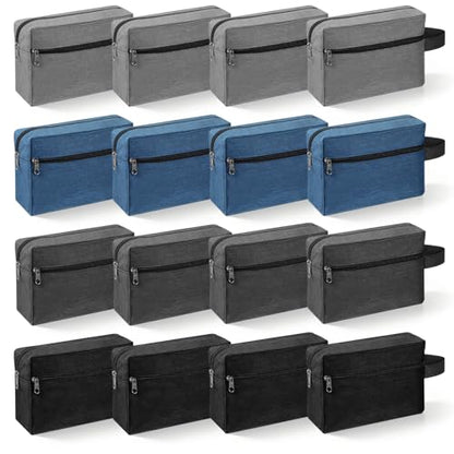 16 Pcs Travel Toiletry Bag for Men, Large Water Resistant Shaving Bag Hanging Cosmetic Bag with Handle and Divider Storage Makeup Pouch Organizer for Groomsmen Gifts Toiletries Accessories