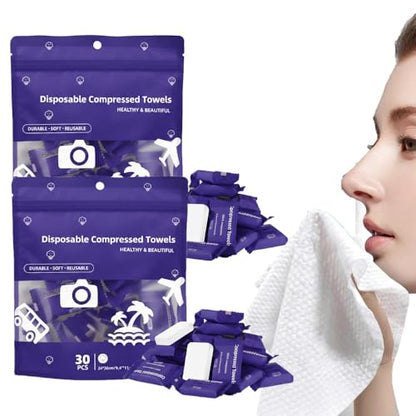 Compressed Towel Tablets,Disposable Compressed Towels,Portable Compressed Face Towel Tablets,Highly Absorbent,Cotton Hand Wipes for Travel,Camping,Home,Outdoor Use,Gym and Makeup Removal (60, Blue) - size: 60 , Blue