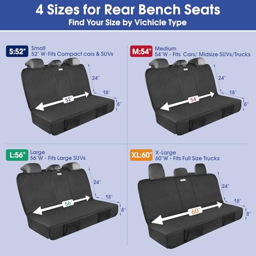 ALLANSING Upgraded 900D Heavy Duty Dog Back Bench Seat Cover, Car Seat Protector, Seatbelt & Armrest Compatible, Waterproof & Non‑Slip for Dogs & Kids, Fits Most Cars, SUVs & Trucks - size: Medium-54"W