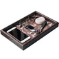 Wooden Valet Tray with Leather Base - Nightstand Catchall Organizer for Cologne, Perfume, Keys, Wallet, Phone, Watch, Jewelry & Sunglasses (Bohemian) - color: Bohemian