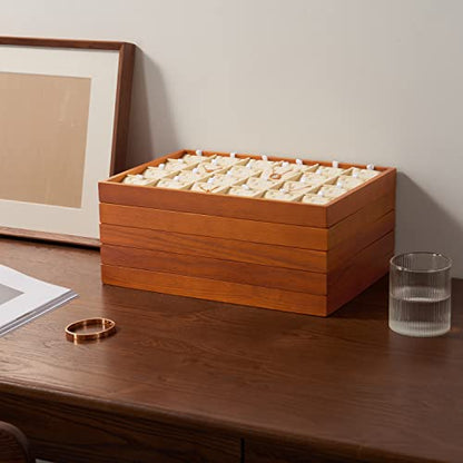 Oirlv Wood 24 Grids Jewelry Tray with Removable Inserts Jewelry Pads Necklace/Pendant Display Organizer Tray(Creamy White) - color: Creamy-white 24 grid necklace/pendant jewelry tray