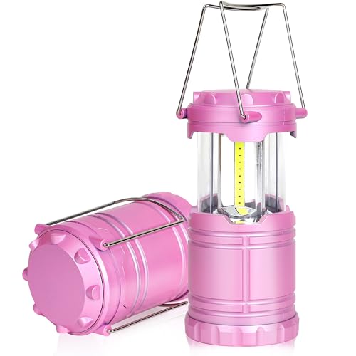 2-Pack LED Pink Camping Lanterns, Portable Camping Lights, Outdoor Handled Lamps, Essential Emergency Lights for Power Outages, Hiking, Hurricane - style: 2-pack