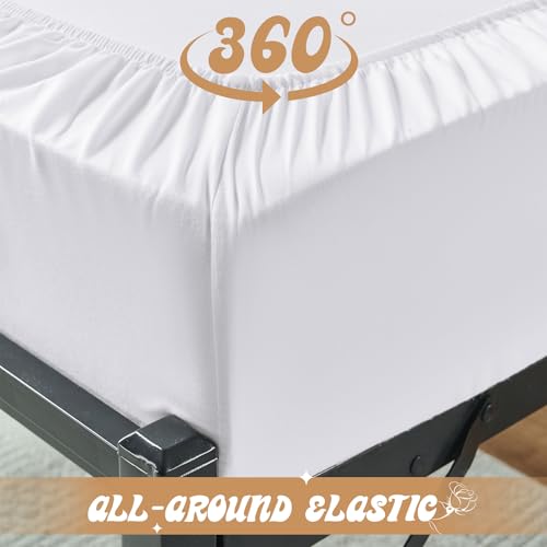 VACVELT Cot Fitted Sheet, 31 x 75 Inch White Cot Sheets, Ultra Soft and Breathable Microfiber Bed Cover Snug Fit for Narrow Twin/RV Bunk/Camper Bunk/Guest Beds/Trifold Mattress - color: White