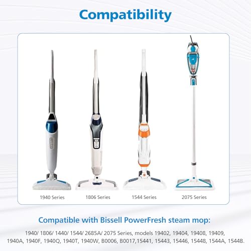 1940 for Bissell Steam Mop Pads for Bissell PowerFresh Steam Mop 1806 1544 1440 2075A 2685A 1940W 19404 Series, Model 19402 19408 1940a 1940f 1940q 1940t B0006 B0017, Part #5938#203-2633, 4 Pack - size: 4 Pack