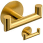 GWAAZXGZ 2 Pack Brushed Gold Bathroom Hooks for Towels - Self Adhesive Double Hooks for Wall, No Drilling, Stainless Steel 304, Strong Hold for Robes, Coats, Shower Use - color: Gold