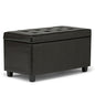 SIMPLIHOME Cosmopolitan Storage Ottoman - 34 inch Wide Upholstered Vegan Leather Rectangle Storage Ottoman Bench in Tanners Brown, Transitional Tufted Ottoman for Living Room with Lift-Up Lid - color: Tanners Brown