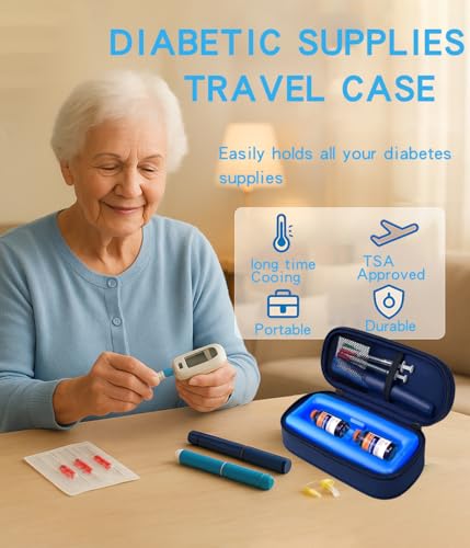 Insulin Cooler Travel Case: TSA Approved Medication Diabetic Cooler for Travel, Insulated Cooling Bag for Insulin Pens, Diabetic Small Bottle Protector Kit with Protective Ice Brick