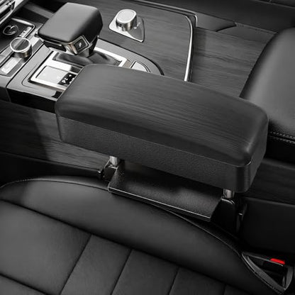Rupse Car armrest Storage Box,Car Center Console armrest Box,Forearm Wrist Support Adjustable Armrest for Most Car Models - style: Wood grain black