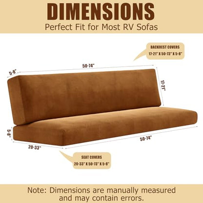 2 Piece RV Couch Covers for Sofa Bed, Stretch Elastic Camper Slipcover for RV Jackknife Sofa Bed, Washable Anti-Slip Furniture Protector, Pet Friendly & Wrinkle Free (Brown) - color: Brown