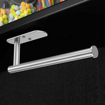 VAEHOLD Adhesive Paper Towel Holder Under Cabinet Mount, Wall Mounted Paper Towel Roll Holder for Kitchen Paper Towel, Stainless Steel（Silvery） - color: Silver