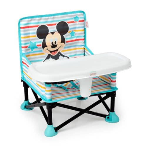 Bright Starts Disney Mickey Mouse Pop 'N Sit Portable Booster, Indoor/Outdoor Use, Floor Seat with Feeding Tray, Blue, 6 Mos - 3 Yrs - color: Disney Mickey