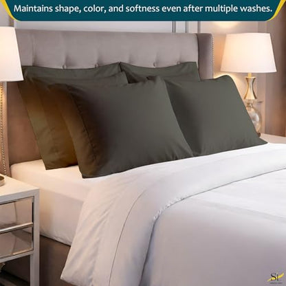 Pillow Cases - Set of 2, Dark Grey Solid (20" X 28") - Pillow Covers Made of 100% Cotton - 300 Thread Count Super Soft and Breathable Sateen Weave Pillowcases. - color: Dark Grey Solid, size: (20"X28")