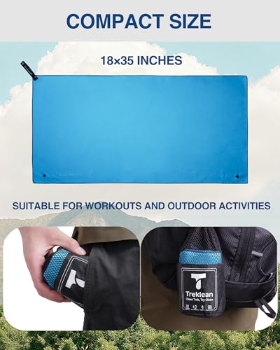 Quick Dry Towel for Body,35" x 18" Travel Towel Fast Drying Lightweight Camping Towel for Swimming,Gym,Yoga and Other Sports(Hawaiian Blue,1 Pack)