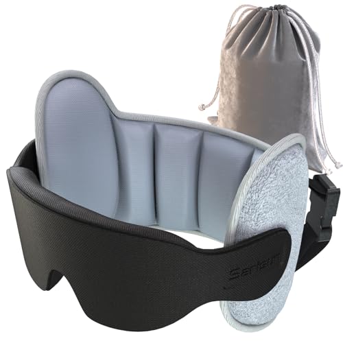 SARISUN Upgraded Travel Pillow, U-Shaped Airplane Headrest with Head Strap for All Heights, 360 Support, 3D Sleep Mask, 100% Light Blocking, Memory Foam, Long Flights Essentials, Stop Bobblehead, Grey - color: Grey, size: Airplane Seats with Headrest