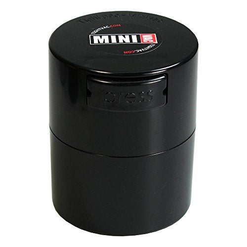 Tightpac Minivac Portable Vacuum Seal Airtight Container – Keeps Coffee Beans, Grounds, Tea, Spices & Herbs Fresh Longer – Travel-Ready, NSF-Certified Food-Grade Storage, 10 to 30 Grams, Black