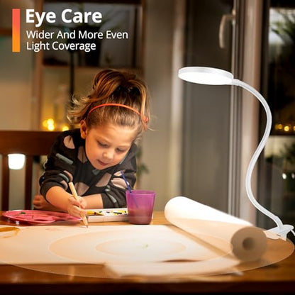 iFalarila Reading Light with Remote, LED Desk Lamp Clip on [1H Timer & Nightlight] RA>95 Dimmable Flexible Gooseneck, Reading Lamp with Clamp for Table - 3.5'' (Adapter Included) - style: 3.5'' White