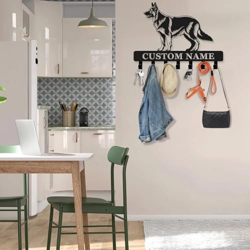 Personalized Dog Leash Holder for Wall - Custom Metal Wall Mount, Dog Leash Hooks, Coat Rack Key Organizer for Entryway - color: 08 Dog