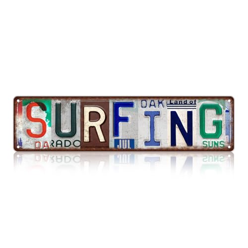 Vintage Sport Street Sign Surfing Wall Decor Metal Tin Signs for Bar Home Bedroom Garage - color: St-I-14