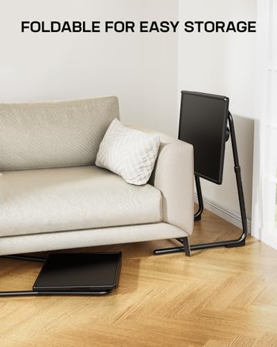 LORYERGO Multifunctional TV Tray Table - 2 Packs Adjustable TV Dinner Tray Tables with 6 Height & 3 Tilt Angle, Folding TV Trays with Cup Holder for Bed & Sofa, for Eating & Reading - size: 2pcs