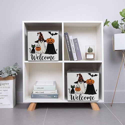 Welcome To Halloween Foldable Storage Box with Handle Organizer Containers for Home Office Clothes Office Supplies - color: style-9-1